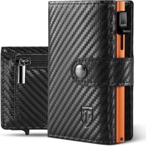 Slim RFID Wallet – Black & Orange